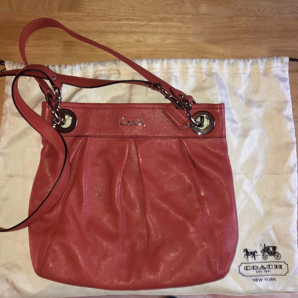 Authentic Coach Coral Leather Crossbody Bag